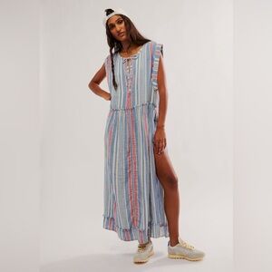 We The Free Surf Stripe Maxi Top size XS Oversized Fit NWT